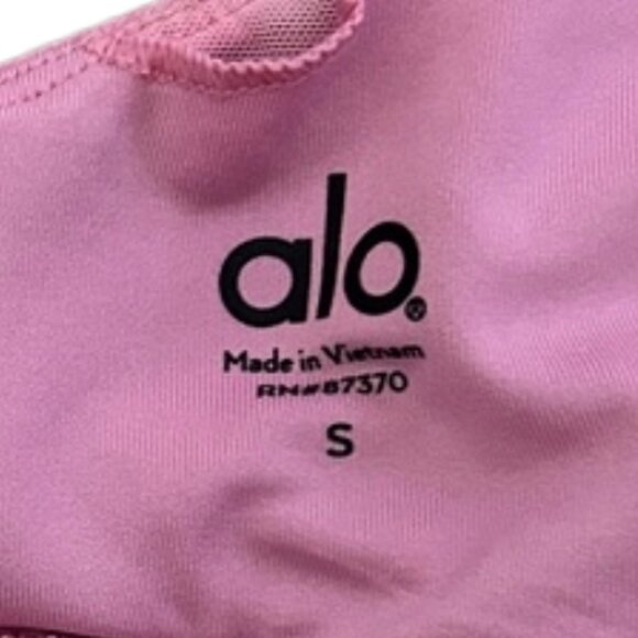 Alo Yoga Alosoft Lavish Sports Bra Macaron Pink Heather S Strappy Back Soft Yoga - Picture 5 of 6